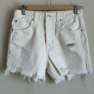 We The Free Womens Makai Cutoff Jean Short Sz 24 Off White Distressed Button Fly